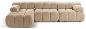 Coltar modular stanga 4 locuri, Bellis-213, Micadoni Home, 282x155x70 cm, tesatura boucle, bej sand