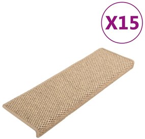Covorase scari autoadezive 15 buc nisipiu 65x25 cm aspect sisal 15, Nisip, 65 x 25 cm
