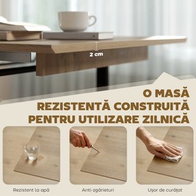 HOMCOM Masă de Luat Masa Extensibilă pentru 6-8 Persoane cu Panouri Detașabile, 140-180cm Masă Rectangulară Extensibilă cu Bază din Oțel, Stil Industrial, pentru Sufragerie, Culoare Lemn | Aosom Romania
