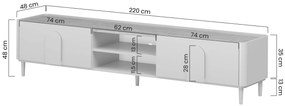 Comodă TV Amilio 220 cm cu sertar - cashmere / stejar uleiat / mânere cashmere