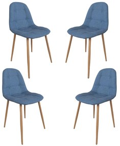 Set 4 scaune dining Hans, textil, albastru denim