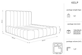 Pat dublu 200x200 cm bej tapițat cu spațiu de depozitare și somieră Kelp – Micadoni Home
