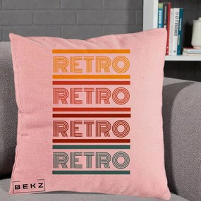Perna Decorativa RETRO Text Multicolor, 40x40 cm, Roz, Husa Detasabila, Perna Inclusa, BEKZ®