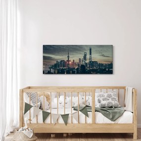 Tablou cu orașul în amurg (120x50 cm)