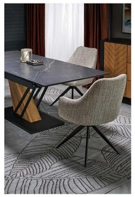 Masă de bucătărie Sterzo 160-200 x 90 cm, negru / stejar auriu