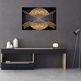 Tablou - Mandala aurie cu săgeți (90x60 cm)