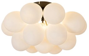 Plafonieră inteligentă neagră cu sticlă opală cu 4 lumini, inclusiv Zigbee G9 - Uvas