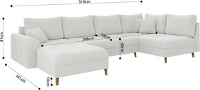 Colțar crem cu tapițerie din țesătură bouclé (colț stânga /în formă de "U") Ariella – Ropez