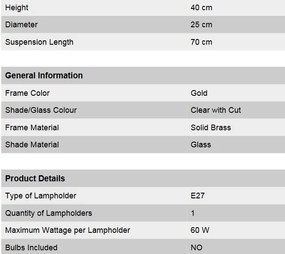 Lustra eleganta design LUX Budapest, auriu HL 6-1247 gold/411 klar-Schliff OR