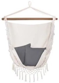 Hamac tip scaun, cu 2 perne, alb, max 150 kg, 130x100 cm, Springos