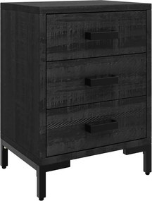 vidaXL Noptieră, negru, 40x30x55 cm, lemn de pin masiv reciclat
