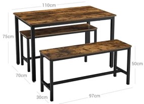 Set Masa Cu 2 Banci Maro Si Negru, 110 Cm