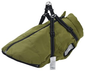 vidaXL Haină câini cu ham impermeabilă reflectorizantă, verde kaki L44