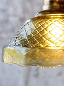 Lustra din sticla si alama, verde, H18/D21cm, 40W
