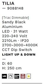 Lustra LED suspendata design minimalist TILIA negru