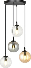 Candelabru pe cablu COSMO 4xE14/10W/230V Ø 40 cm negru/clar/fumuriu negru/bej