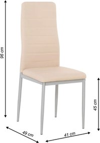 Scaun, piele eco roz pudră/metal gri, COLETA NOVA