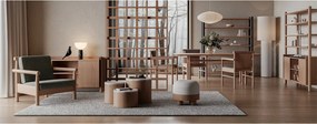 Bibliotecă lemn masiv Steekla, 152 × 39 × 183 cm - Nuc