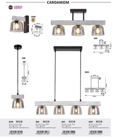Lustra aplicata 3L design industrial Cardamom