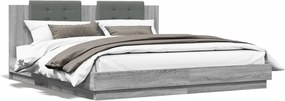 vidaXL Cadru de pat cu tăblie gri sonoma 200x200 cm lemn prelucrat