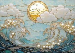 Tablou pe sticlă - Perle 3D în Ocean (70x50 cm)