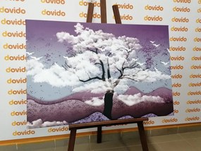 Tablou copac pierdut în nori