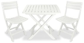 vidaXL Set mobilier bistro pliabil, 3 piese, alb, plastic