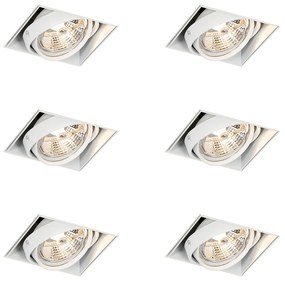 Set de 6 spoturi încastrate albe GU10 AR70 fără ramă - Oneon