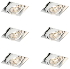 Set de 6 spoturi încastrate albe GU10 AR70 fără ramă - Oneon