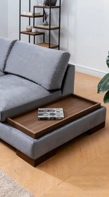 Coltar si Taburet Tulip Corner Left With Pouf, Gri Inchis