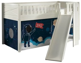Set SCOTT este compusă din Pat copiiul înalt cu tobogan și perdeaua de joacă SPACE SHUTTLE.