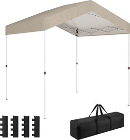 Outsunny Pavilon Pliant 2,4x2,4 m Pop-up UPF50+ Închidere Centrală Înălțime Reglabilă Geantă de Transport Saci Nisip Bej | Aosom Romania