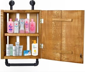 Dulap baie cu oglinda si etajera Calypso Homs, nuc-negru, 45 X 15 X 35 cm,10151