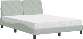 vidaXL Pat cu saltea, gri deschis, 140x190 cm, catifea