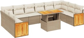 vidaXL Set canapele de grădină cu perne, 11 piese, bej, poliratan