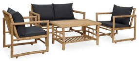 315601 vidaXL Set mobilier de grădină cu perne, 4 piese, bambus