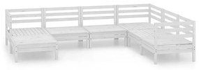 3082975 vidaXL Set mobilier de grădină, 7 piese, alb, lemn masiv de pin