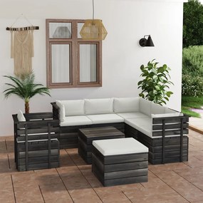 3062033 vidaXL Set mobilier grădină paleți cu perne 8 piese lemn masiv pin