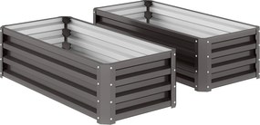 Outsunny Set jardiniere metalice 2 buc., Fund deschis, Pentru grădină și balcon, 110x50x30cm, Gri închis | Aosom Romania