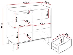 Comodă Somkera 1D3SZ (Cașmir + Negru) . 1103677