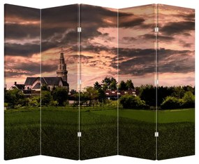 Paravan - Peisaj și biserică (210x170 cm)