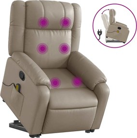 vidaXL Fotoliu de masaj rabatabil vertical cappuccino piele ecologică