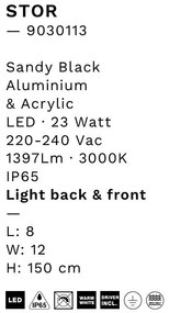 Stalp negru de exterior LED IP65 Stor H-150cm