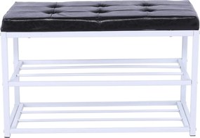 Pantofar LYROS, negru/alb, piele ecologica/metal, 70x35x45 cm