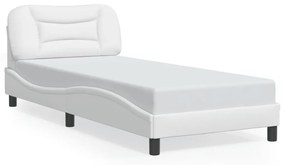 3207961 vidaXL Cadru de pat cu tăblie, alb, 80x200 cm, piele ecologică