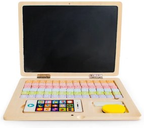 Laptop educațional magnetic din lemn cu telefon și litere