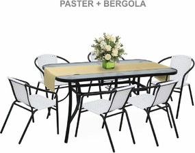 Masă dining, sticlă securizată/oţel, PASTER