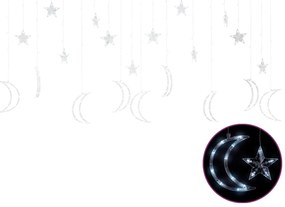 Lumini luna si stele, 345 LED-uri, alb rece, cu telecomanda 1, Alb rece, 345 led