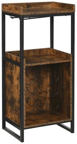 HOMCOM Dulap Vinuri Stil Industrial Suport 9 Sticle Pahare Rafturi 52x40x113cm Maro | Aosom Romania