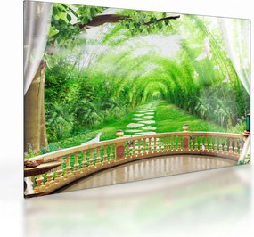 Tablou pe sticlă - Privire la grădina tropicală (70x50 cm)
